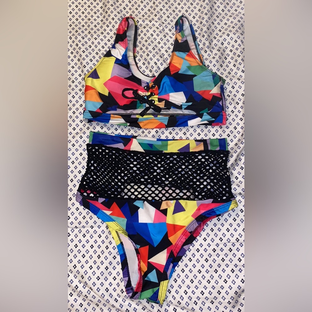Multi-color rave/bathing suit set